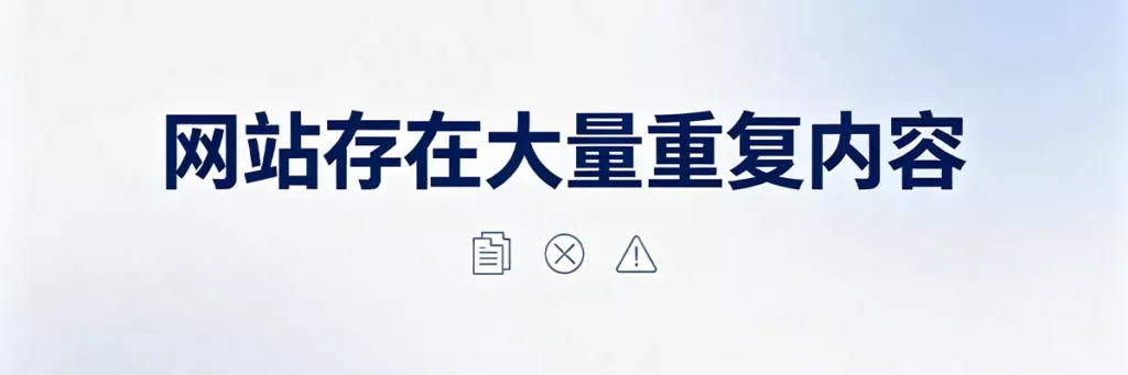网站存在大量重复内容，需使用 canonical 标签或合并相似页面